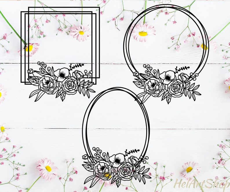 Download Clip Art Wedding Frame Svg Circleovalsquare Floral Monogram Frame Svg Floral Border Svg Double Frame Svg Flowers Frame Svg Art Collectibles