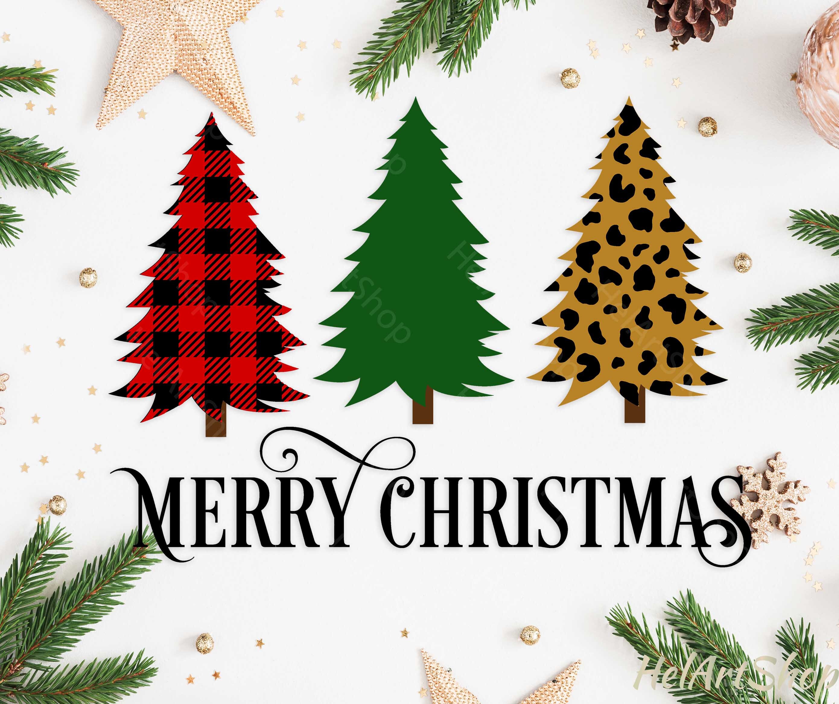 Merry Christmas svg, Christmas tree svg, Buffalo plaid svg, Leopard print s...
