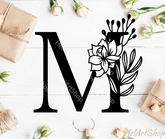 Download Flower Alphabet Svg Floral Letter M Svg Etsy