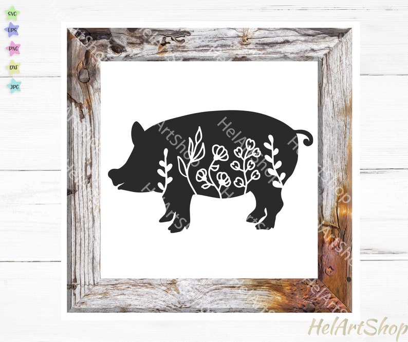 Download Floral pig svg pig svg farmhouse sign farm animals svg cut | Etsy