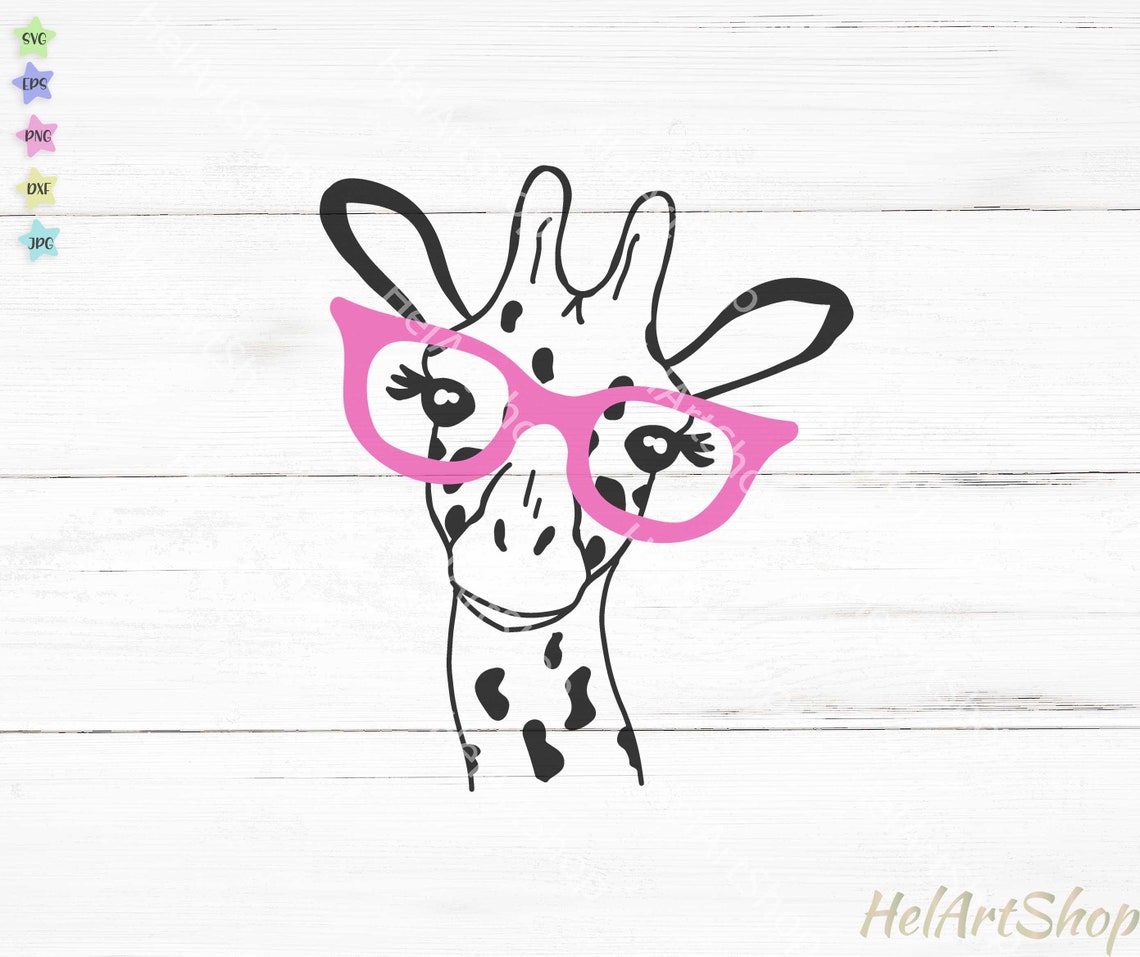 Giraffe With Glasses SVG