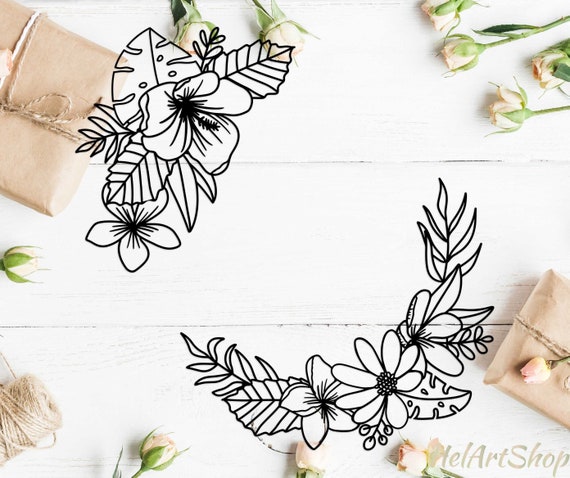 Download Tropical Flowers Svg Summer Border Svg Aloha Svg Monogram Etsy