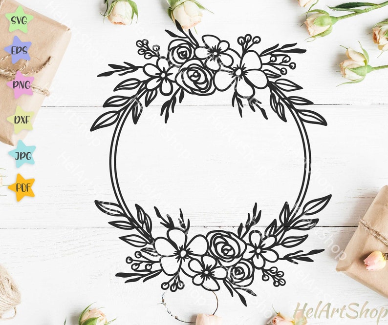 Download Floral monogram frame svg flower wreath svg floral border ...
