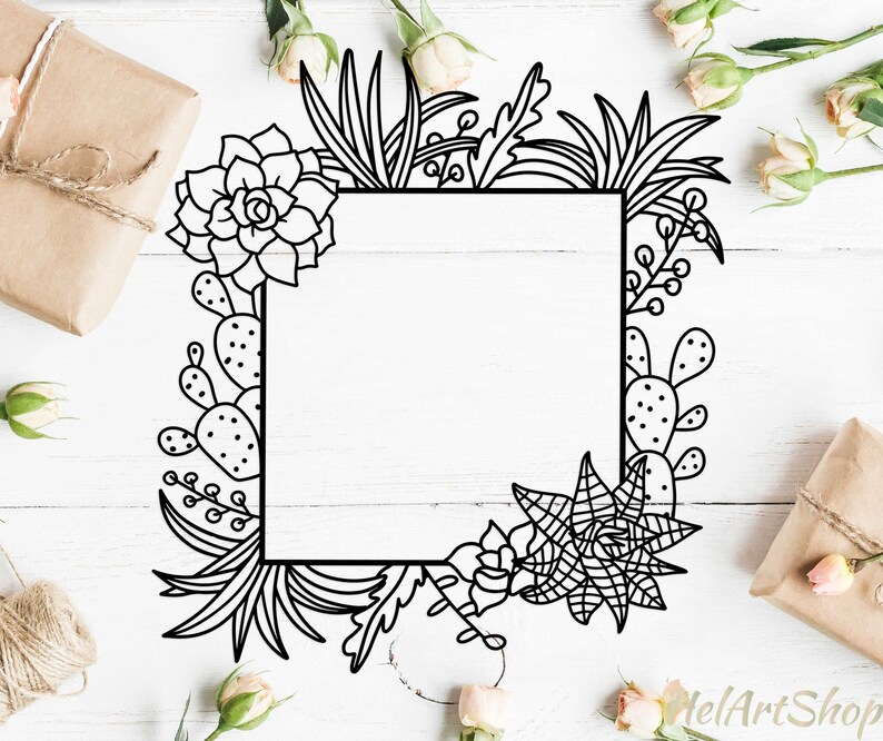 Download Succulent frame svg Cactus border svg cacti monogram frame ...