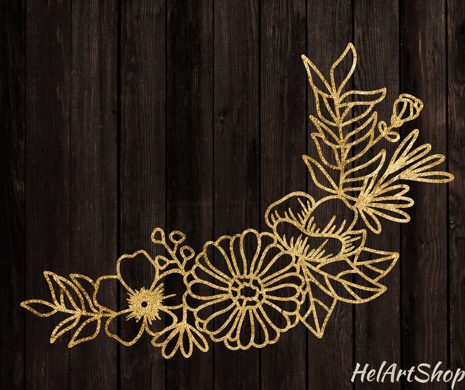 Flower Corner Svg Floral Arrangement Svg Floral Swag Svg Etsy