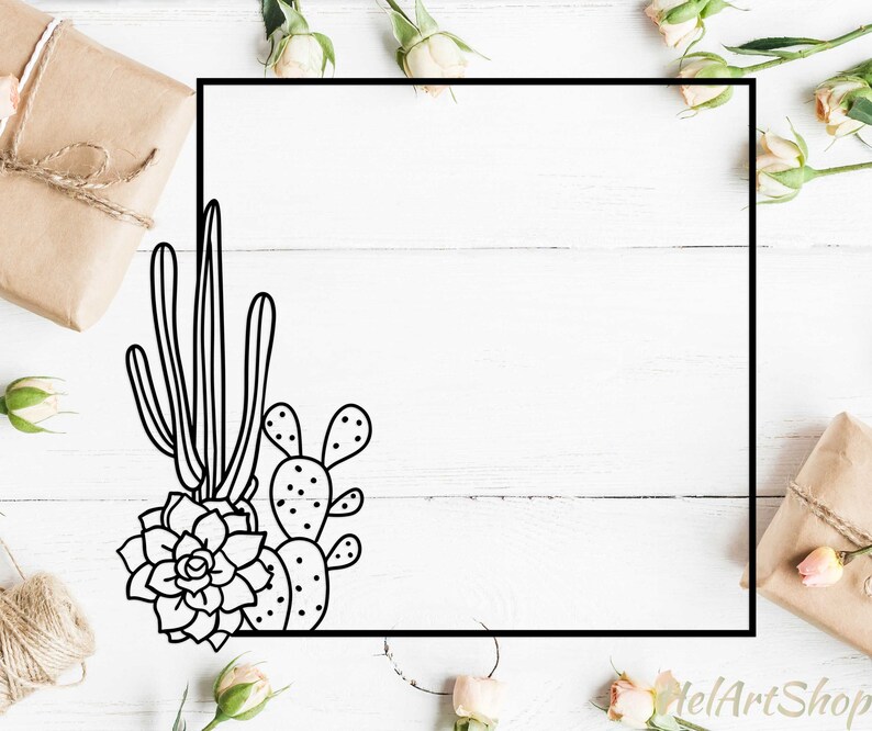 Download Cactus frame svg succulent border svg cacti monogram frame ...