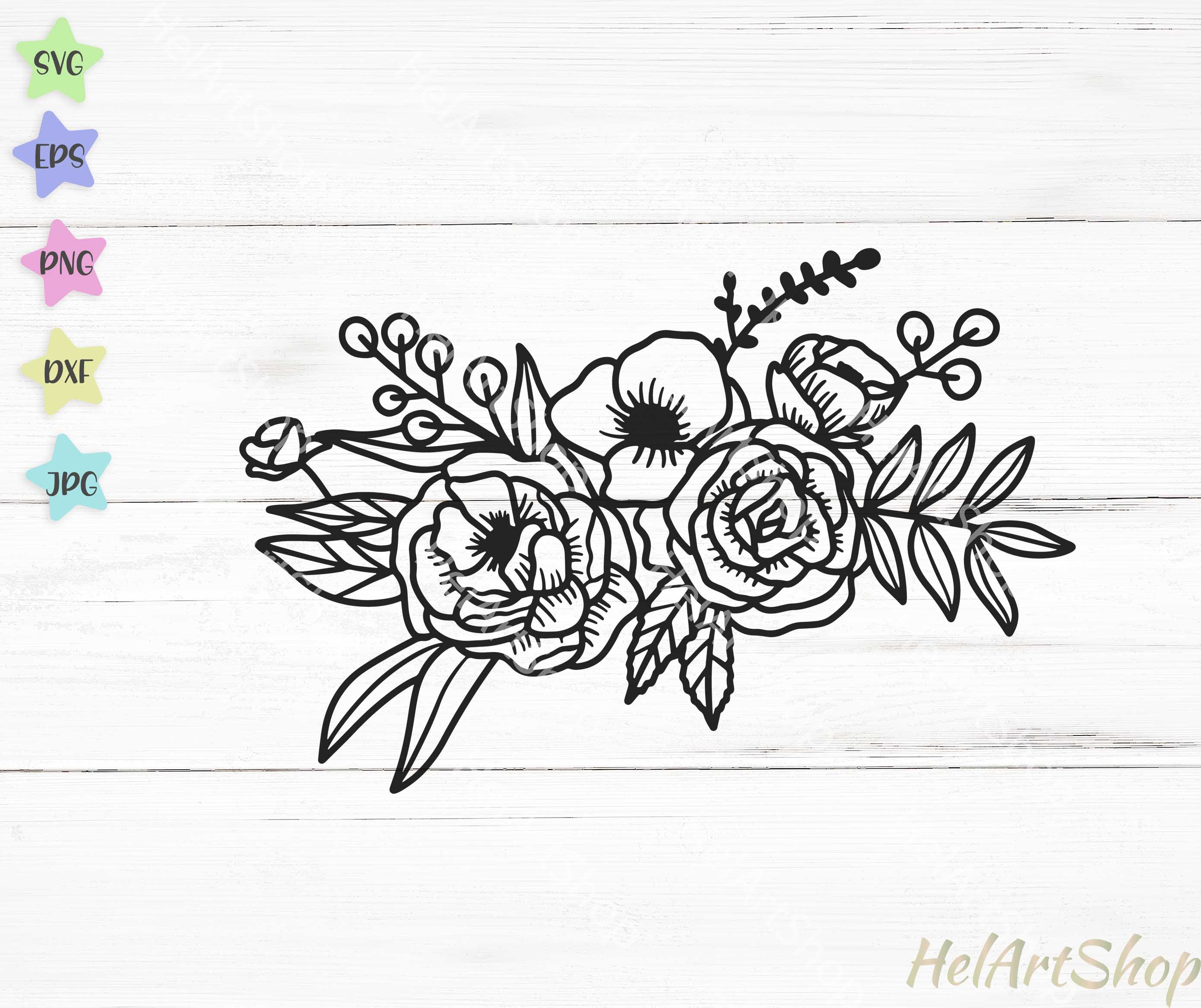 Floral Border Svg Flower Border Svg Floral Swag Svg Floral Etsy