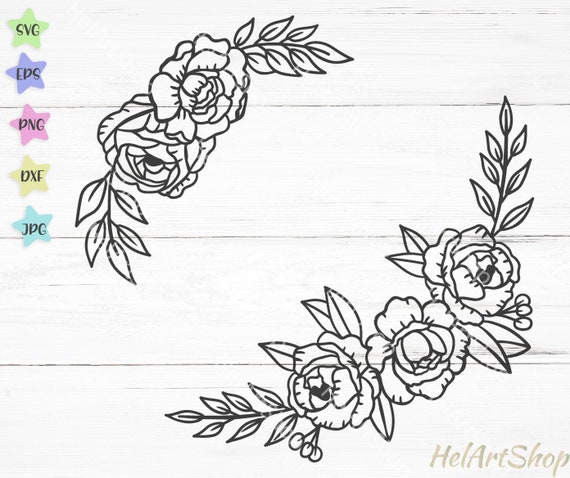 Floral Border Svg File Flower Border Svg Floral Swag Svg | Etsy