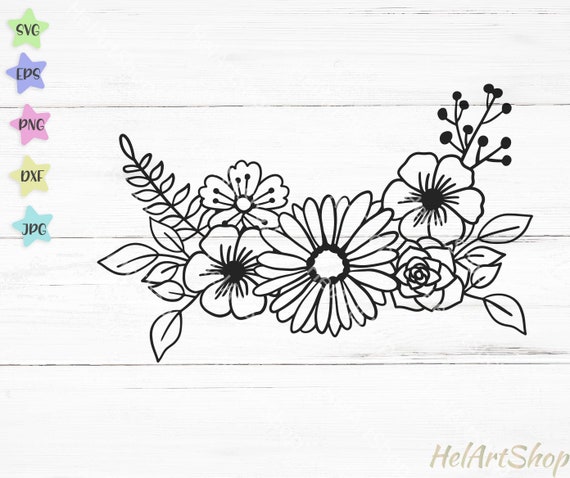 Download Flower Border Svg Floral Swag Svg Floral Arrangement Svg Etsy