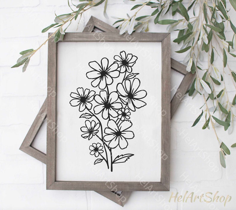 Download Daisy bouquet svg wildflowers svg Floral bunch svg | Etsy