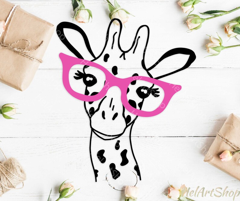 Download Giraffe face svg Giraffe with glasses svg Safari svg Cute ...