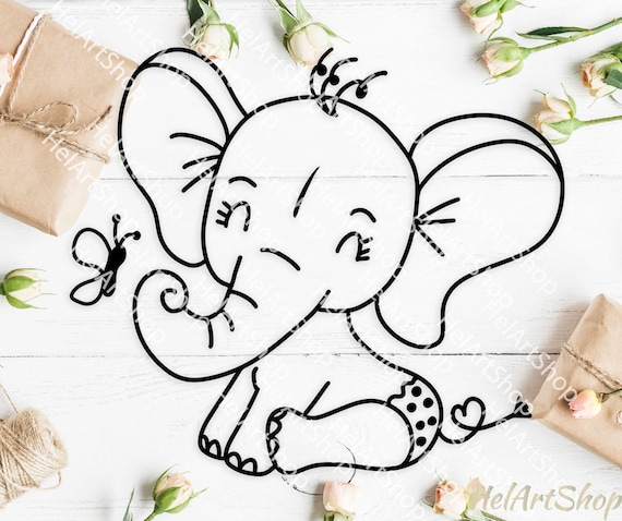 Download Baby Elephant Svg Cute Elephant Svg Etsy