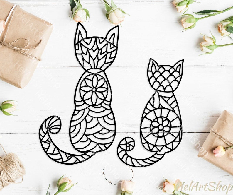 Download Cat svg black cat svg Cat mandala svg cut file Back cat ...