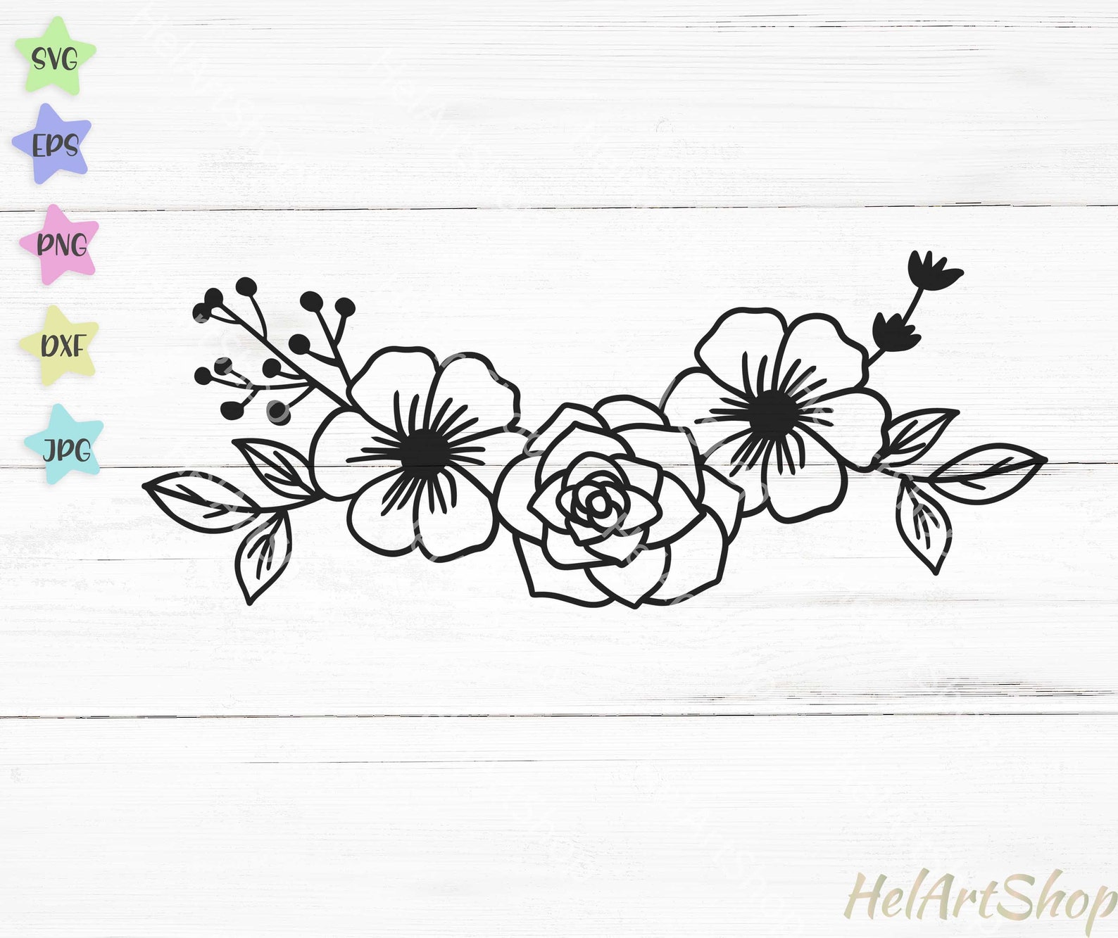 Floral Border Svg Floral Swag Svg Flower Border Svg Floral Etsy