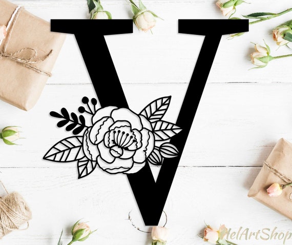 Download Floral Letter V Svg Floral Font Svg Floral Alphabet Svg Etsy