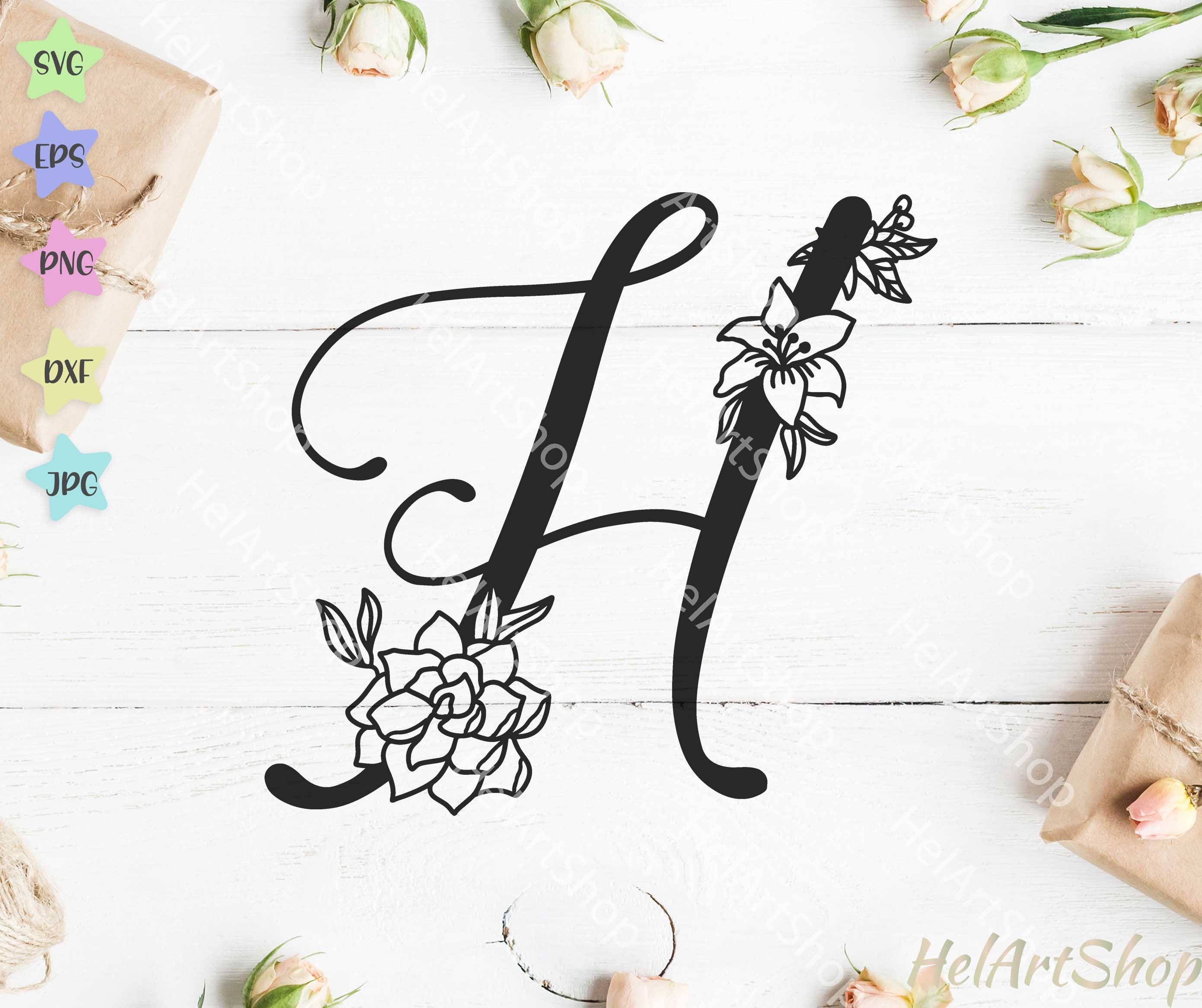Download Letter H svg Alphabet svg Monogram font svg Floral alphabet | Etsy
