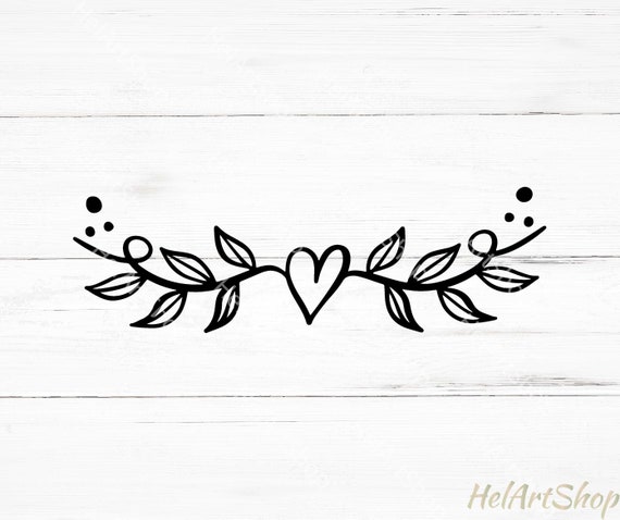 Download Leaves border svg Flourish svg Heart Border svg | Etsy