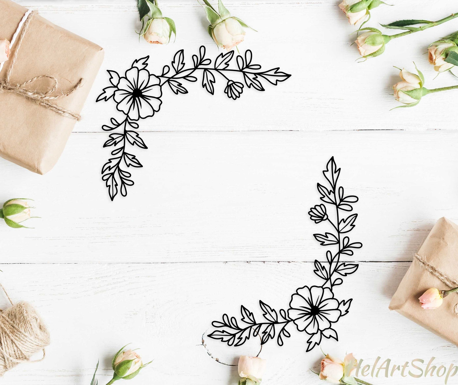Download Floral corner svg floral swag svg Floral border svg Floral | Etsy
