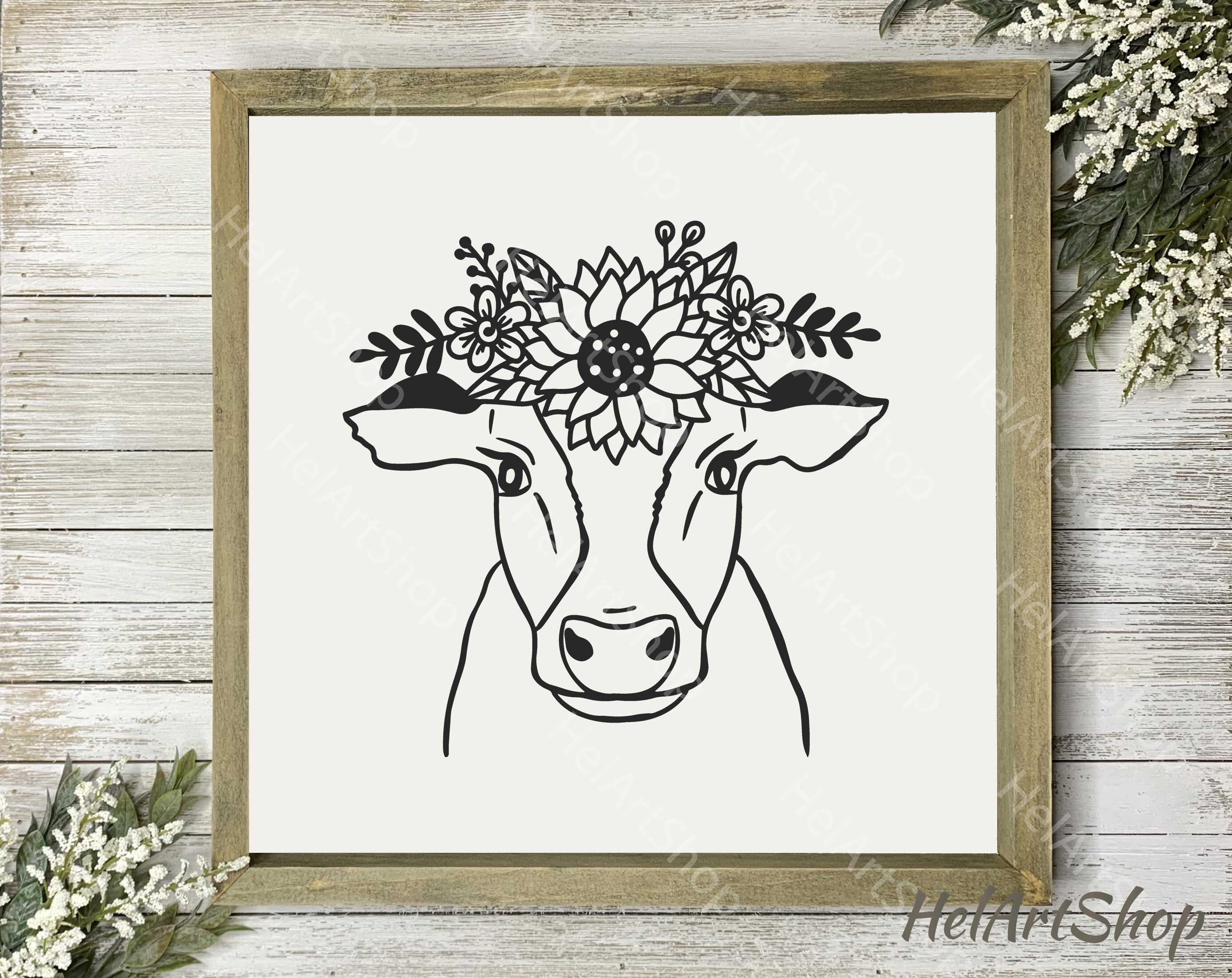 Download Cow With Crown SVG Sunflower Cow SVG Flowers Cow SVG | Etsy