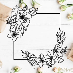 Download Tropical Flowers Svg Summer Border Svg Aloha Svg Monogram Etsy