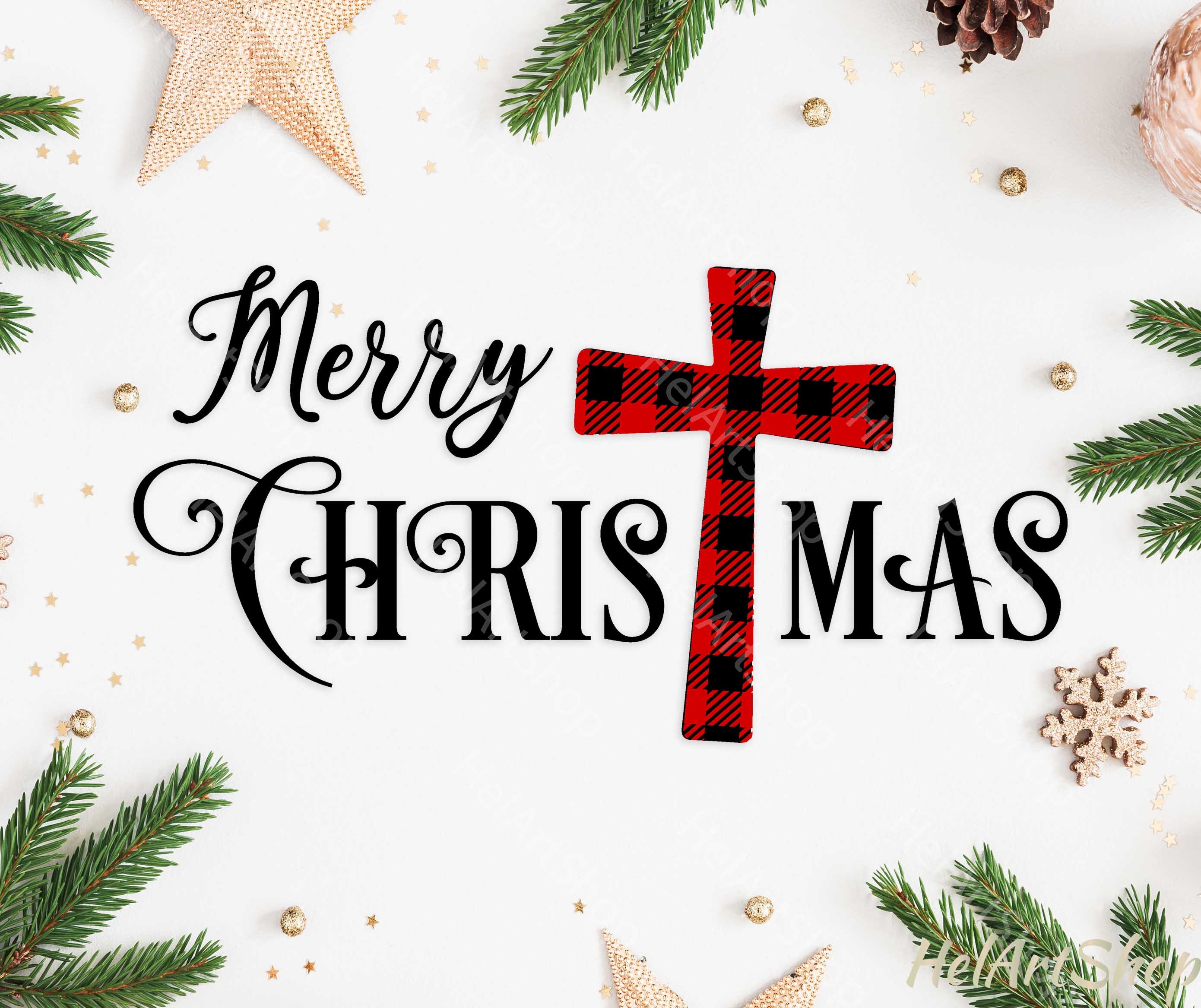 Download Merry Christmas Plaid Svg Buffalo plaid svg Cross svg | Etsy