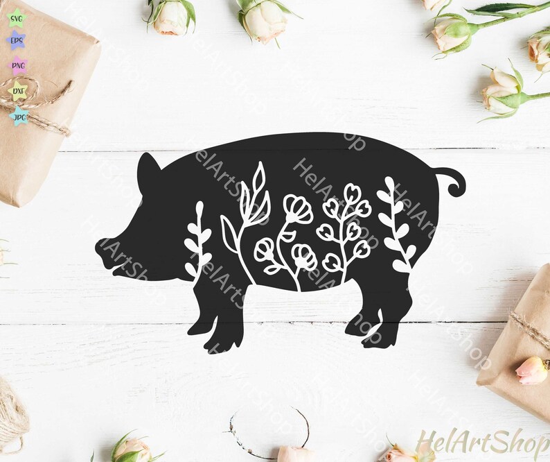 Download Floral pig svg pig svg farmhouse sign farm animals svg cut ...