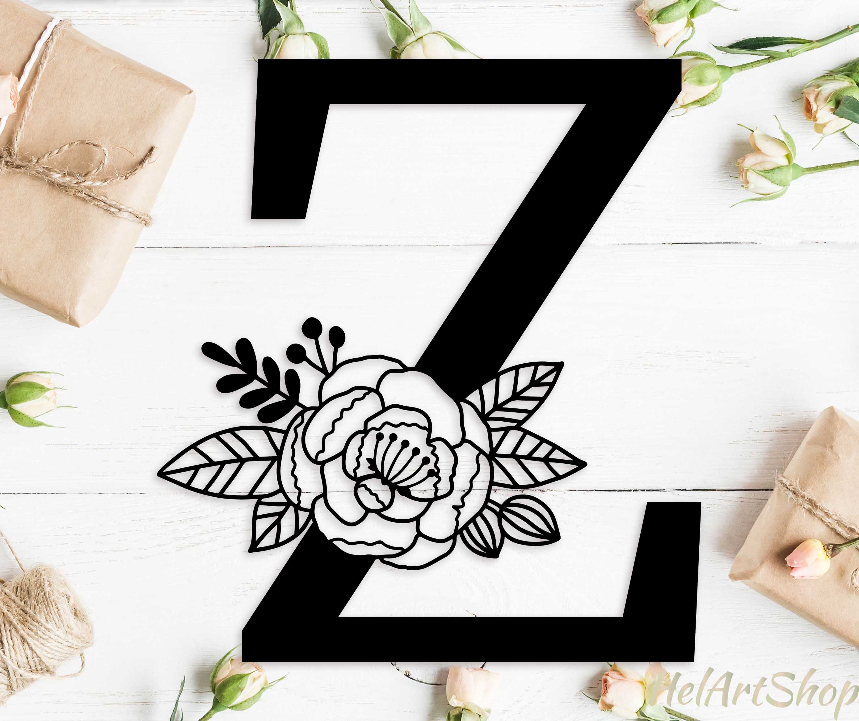 Floral letter Z svg Floral font svg Floral alphabet svg Etsy