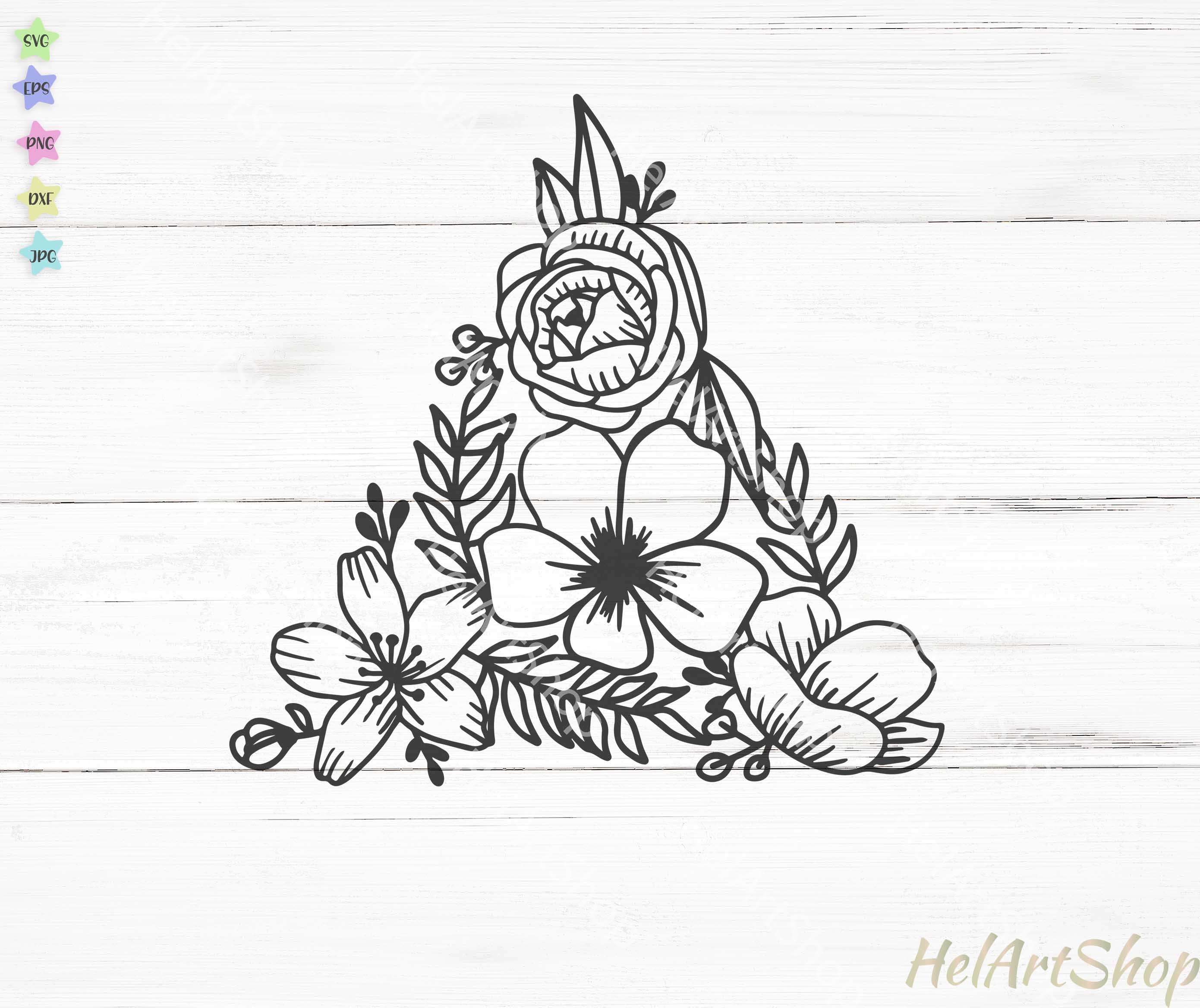 Download Floral Triangle Svg Modern Flower Svg Anemone Svg Etsy