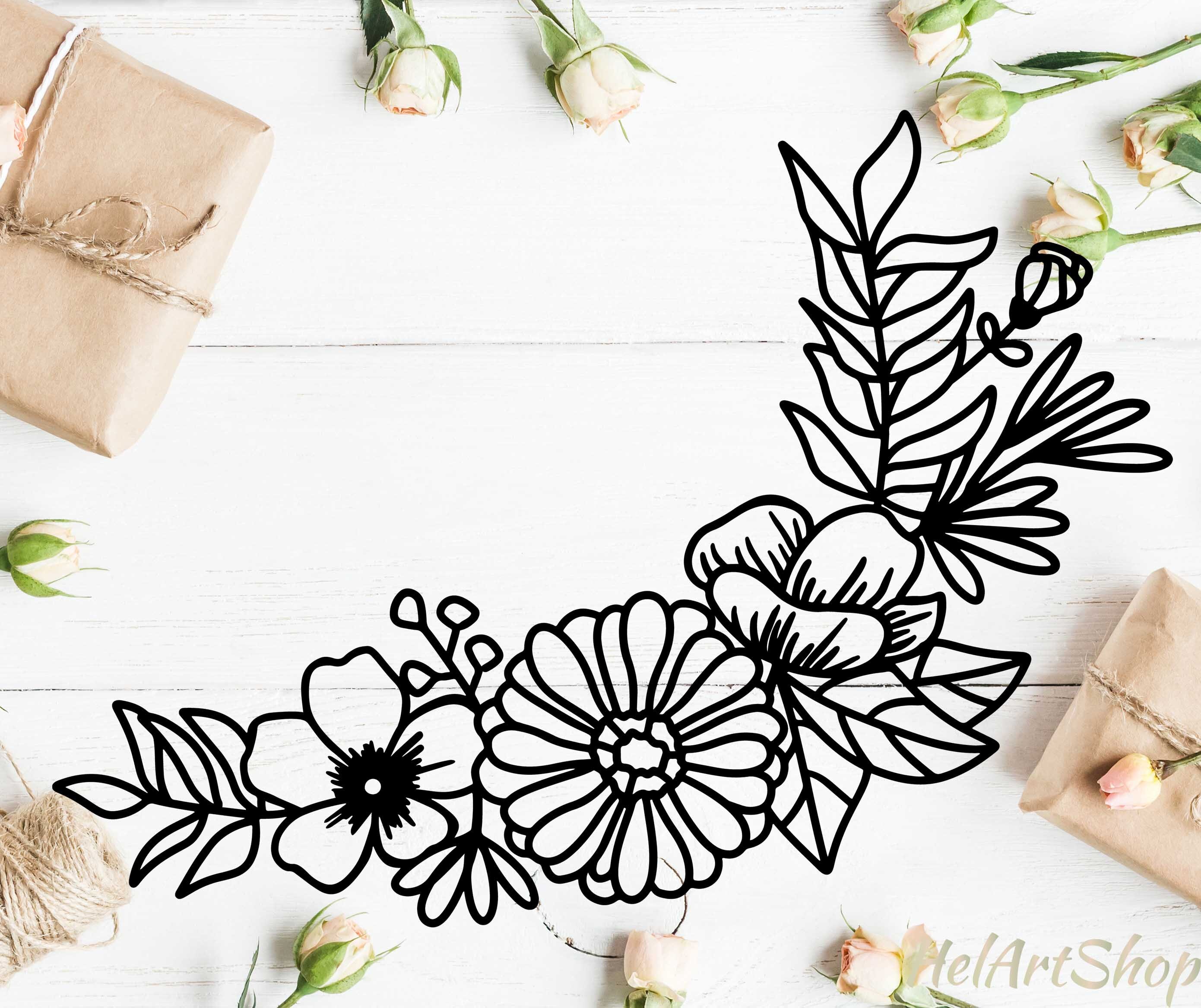 Download Flower Corner Svg Floral Arrangement Svg Floral Swag Svg Etsy