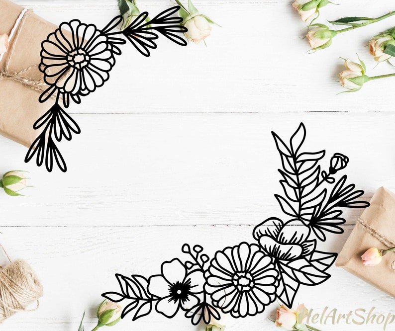 Flower corner svg Floral arrangement svg floral swag svg ...