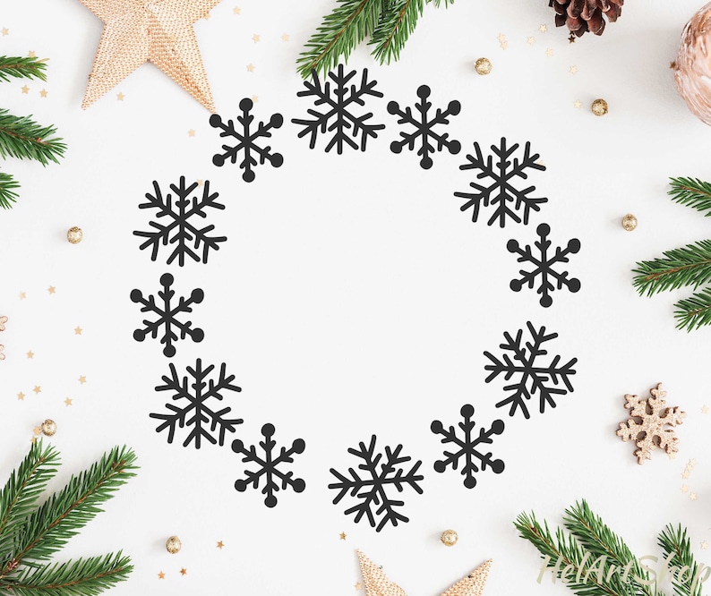 Download Christmas snowflake wreath svg winter frame svg winter | Etsy