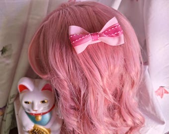 Haarspeld roze kawaii strik - schattige pastelkleurige strik lolita