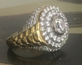 9CT amarillo oro y plata 0.50 quilates grueso anillo de la eternidad tamaño M ~ en Caja De Regalo
