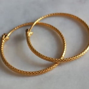 18K Yellow Gold over 925 Sterling Silver 1.4" Earrings Snake Ouroboros trendy hoop earrings