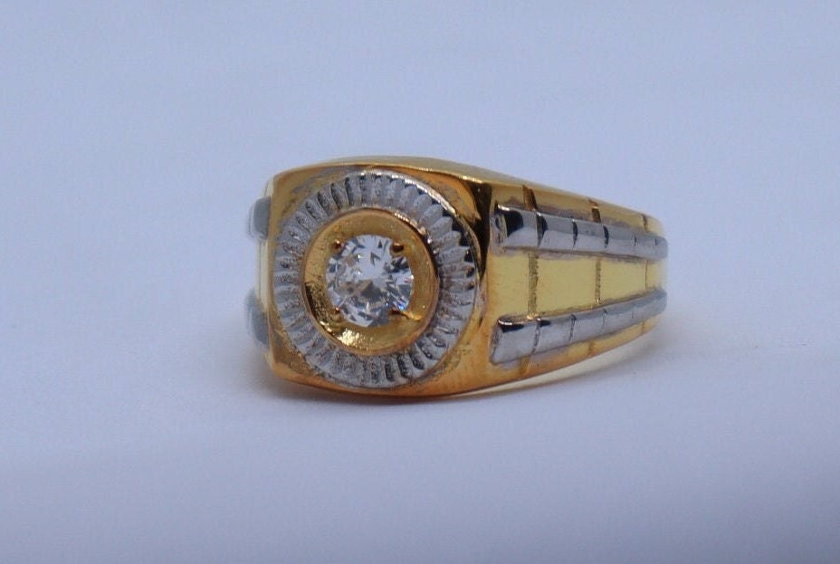 Mens Two-Tone Gold Round Diamond Rolex Ring 18 Kt – Parasmani Jewellary