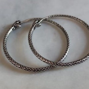 925 Sterling Silver 1.4" Earrings Snake Ouroboros trendy oxidized hoop earrings