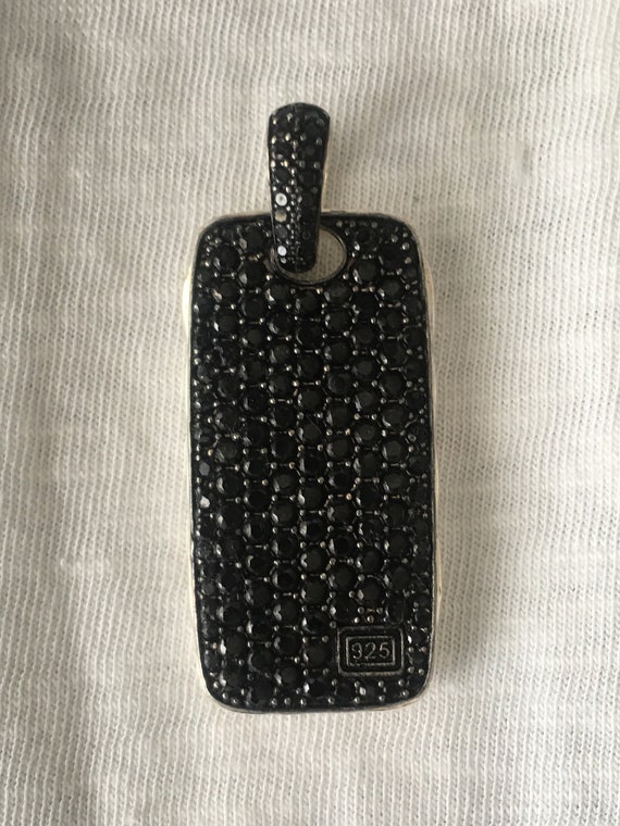 925 Sterling Silver Men s Dog Tag Pendant Necklace 8.5ct Pave Simulated Black Diamonds Stylish Gift for Him Etsy