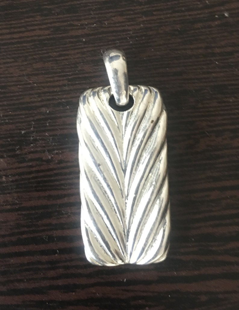 925 Sterling Silver Dog Tag Pendant Necklace With 8.5ct Pave Etsy