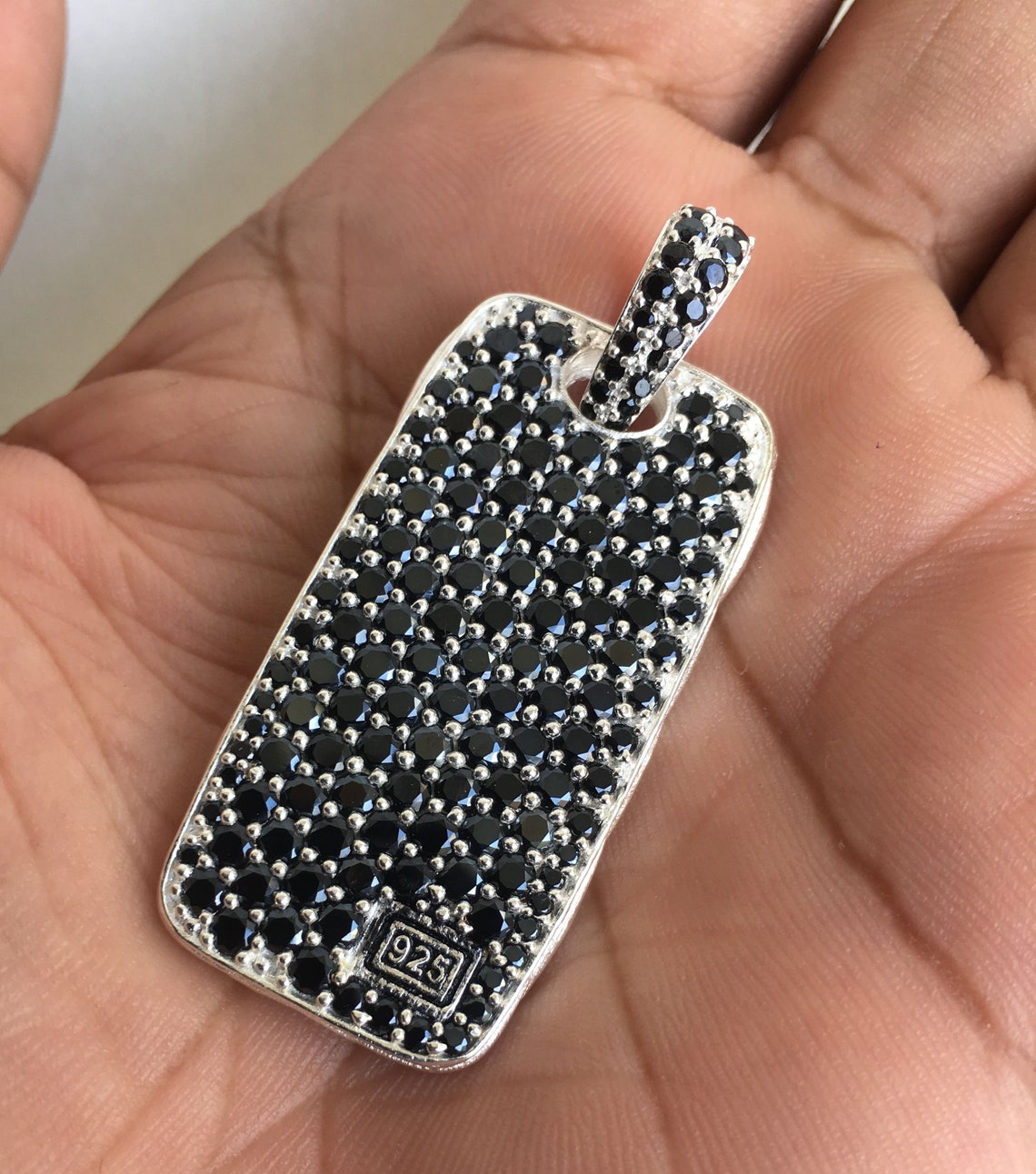 925 Sterling Silver Men's Dog Tag Pendant Necklace With Etsy