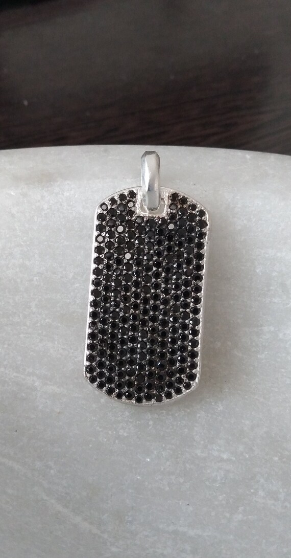 Black diamond dog tag necklace online