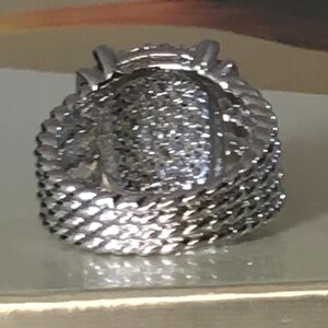 925 Sterling Silver 16x12mm Wheaton Ring with Simulated Pave Diamond image 4