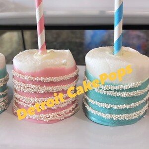 Gender Reveal/Baby shower/Birthdays/ wedding/wedding shower chocolate dipped jumbo Marshmallow Pops