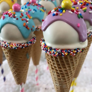 Pastel Candy Filled Ice Cream Cone Cakepops GREAT for Birthday/gender reveal/wedding/ baby shower