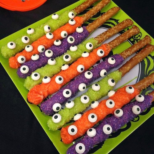 HALLOWEEN Chocolate Dipped Pretzel Rods Etsy