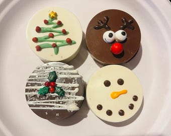Christmas Chocolate dipped cake pucks