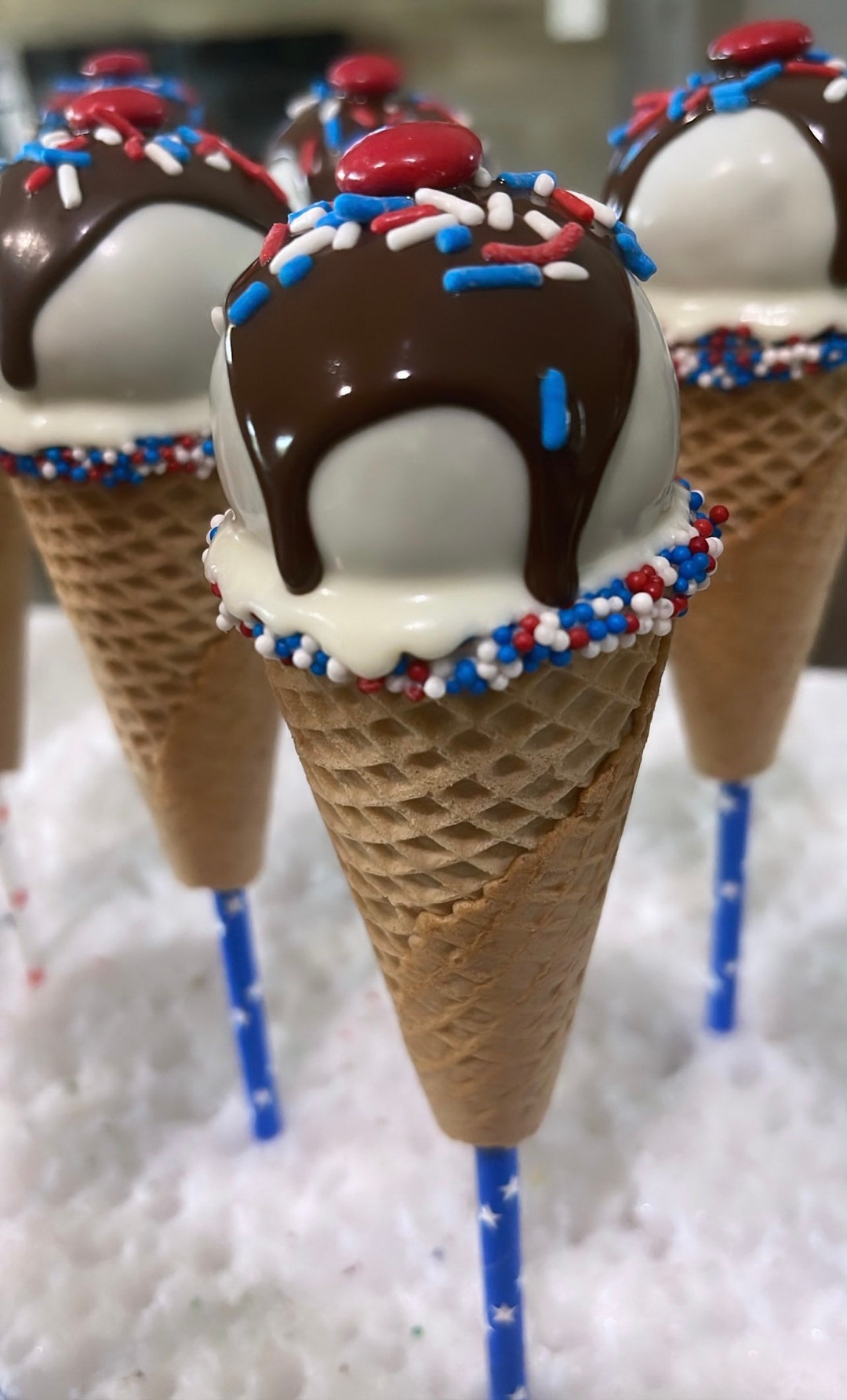 Patriotic Candy Filled Ice Cream Cone Cakepops Memorial Day, 4th Ofjuly