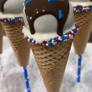 Patriotic Candy filled Ice Cream Cone Cakepops Memorial Day, 4th ofJuly, Labor Day get togethers!