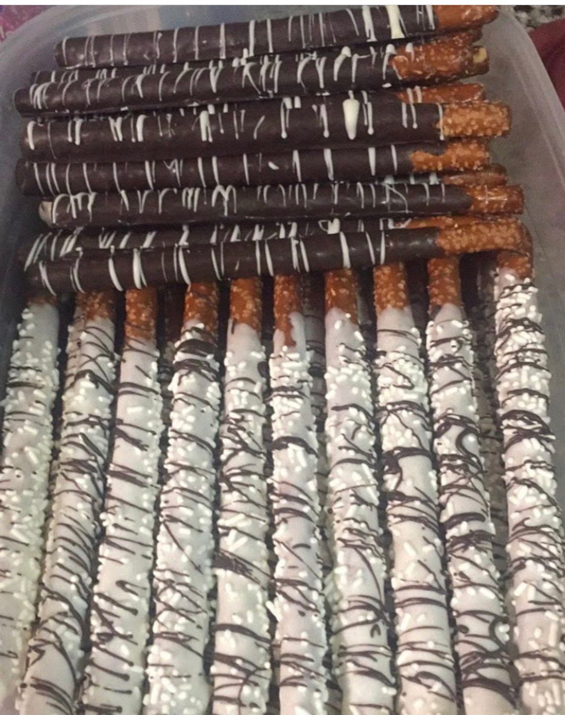 Chocolate Dipped Pretzel Rods Etsy