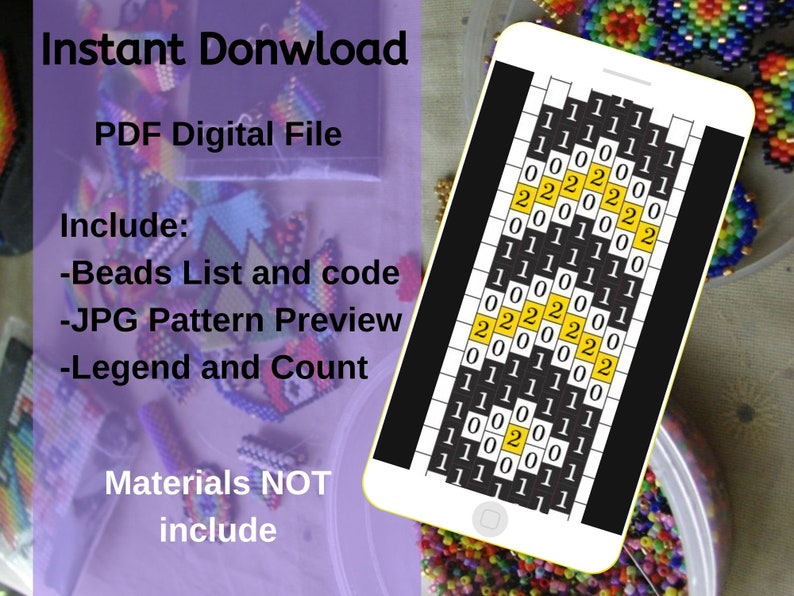 Beading Pattern Instand Donwload Peyote Pattern Leopard Earrings and Pendant Miyuki Pattern PDF Pattern Yoi#01 Odd Count