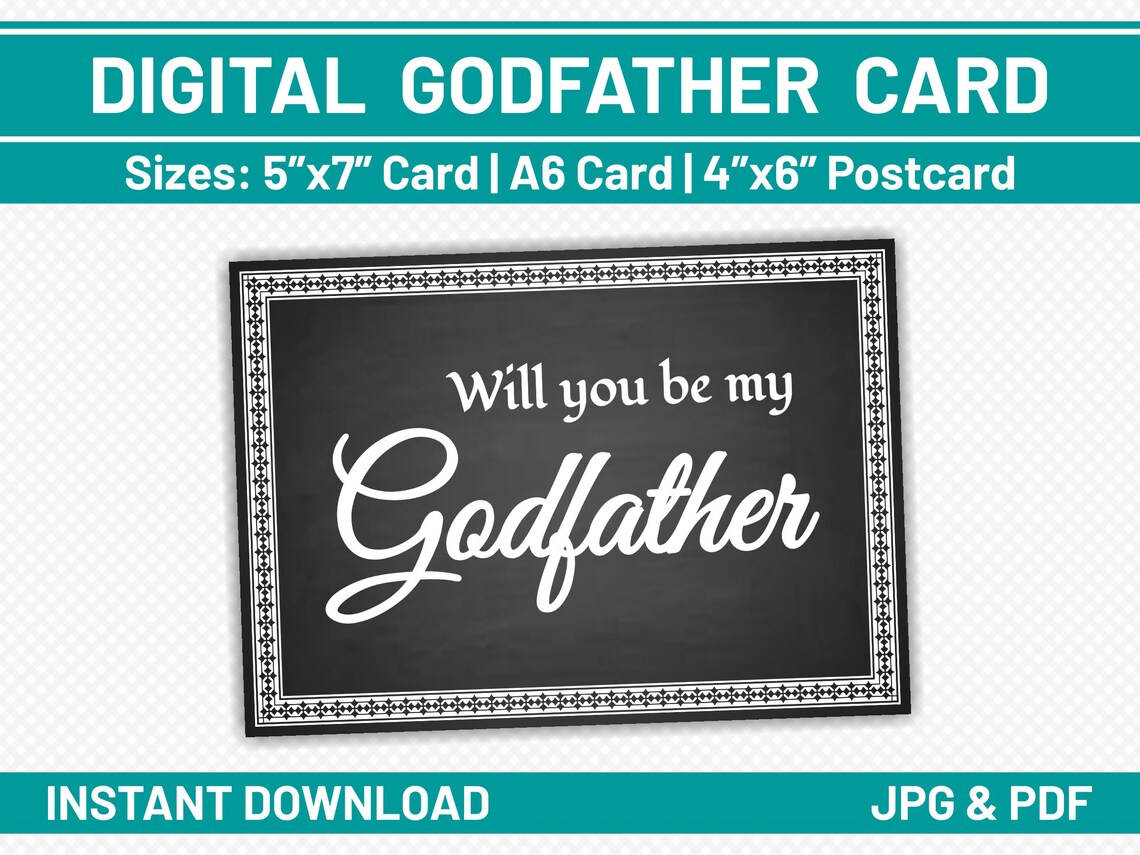 Will You Be My Godfather Card Printable Card Chalkboard | Etsy